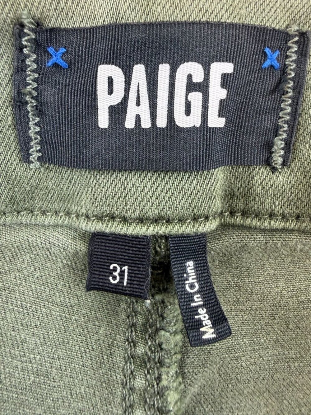 Paige Womens High-Rise Wide-Leg Green Pants Size 31 Cotton Blend - Picture 5 of 12